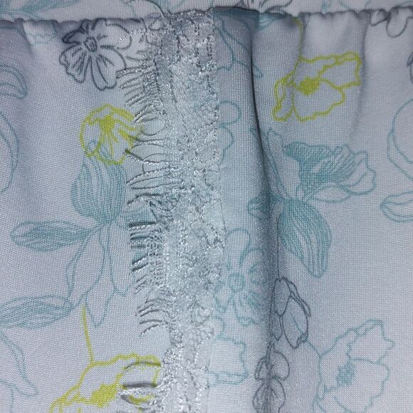 Nanette Lepore white gray yellow blue lace side trim lounge resort pj pants Sz M - Picture 7 of 8